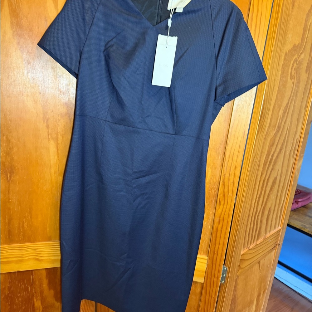 NWT Boss Dark Blue Midi Dress (Flaw)